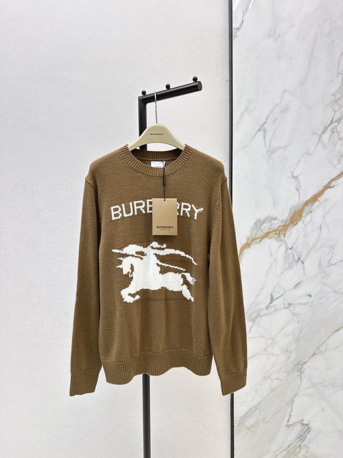 Burberry Classic Horse Logo Round Neck Sweater, Comfortable and Timeless