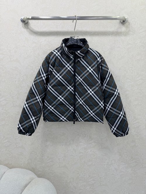 Burberry Double-Sided Zippered Down Jacket with Vintage Patterns