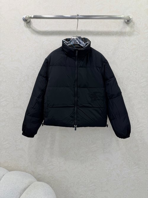 Burberry Double-Sided Zippered Down Jacket with Vintage Patterns