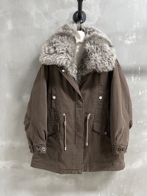 Yves Saint Laurent Versatile Goose - down Coat with Cotton - wool Leather