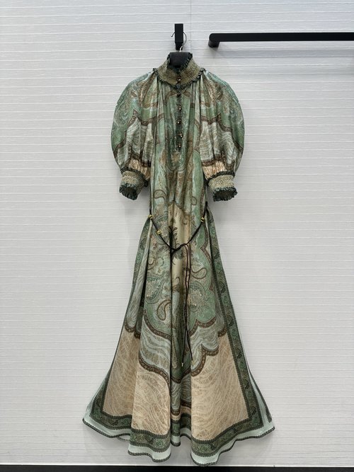 Zimmermann Exclusive Vintage Paisley Print Silk Court-Style Dress