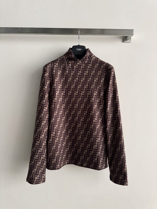Fendi High-Collar Base Layer with Double F Jacquard, Stylish and Comfortable
