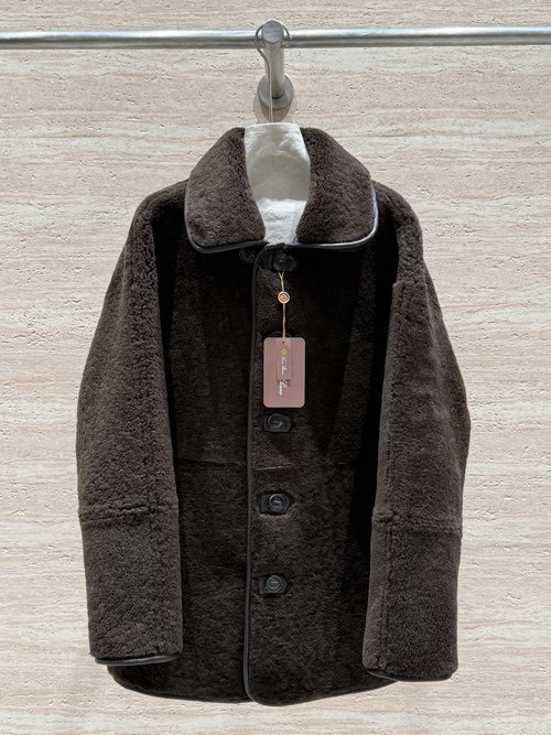 Loro Piana Reversible Sheepskin Moto Fur Coat, Relaxed and Stylish