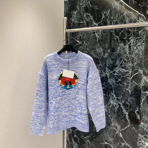Loewe Embroidered Cat Co-branded Sweater with Adorable Pattern