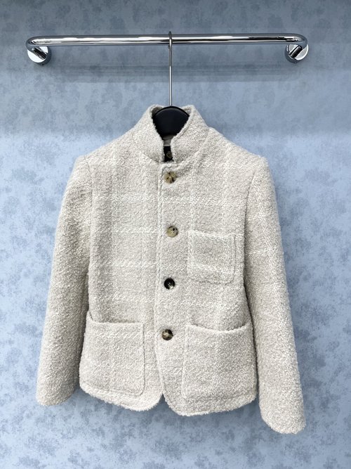 Loro Piana Custom - Made Tweed Collared Coat with Soft Feel