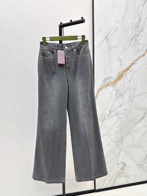 Gucci Vintage Denim Set with Double G Embroidered Details