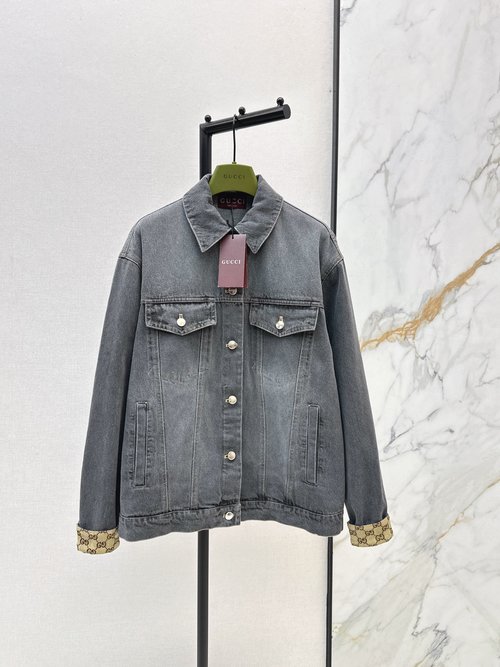 Gucci Vintage Denim Set with Double G Embroidered Details