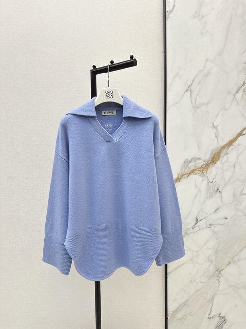 Loewe Sophisticated Collared Cashmere-Wool Sweater, Contemporary Design