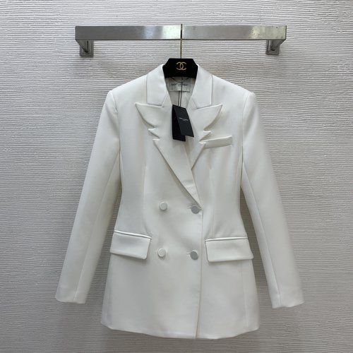 Yves Saint Laurent YSL Exclusive Design Wing Collar Double-Breasted Wool Suit Jacket