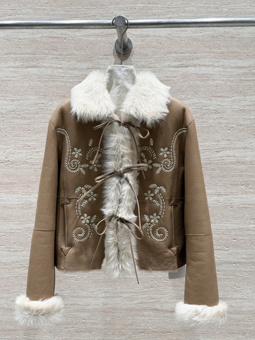 Celine Embroidered Old-Money Style Fur One-Piece Outerwear