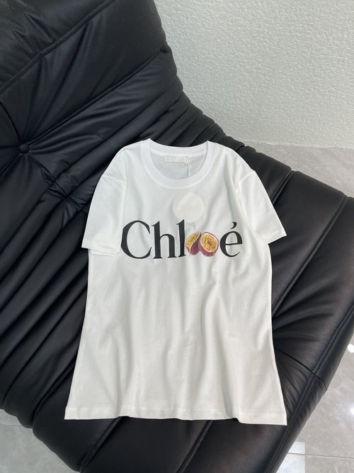 Chanel Passion Fruit Alphabet Print Cotton Short-Sleeve T-Shirt