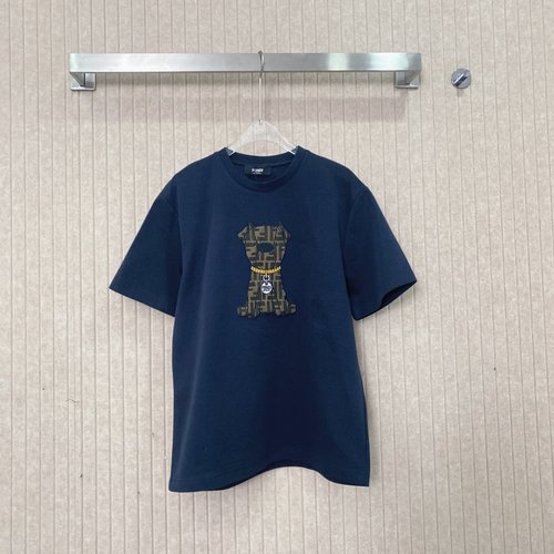 Fendi Comfortable T-Shirt with Cartoon Embroidery, Suitable for All