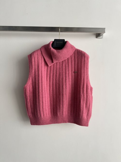 Valentino Sophisticated Cashmere Blend Vest with Asymmetric Collar and Logo