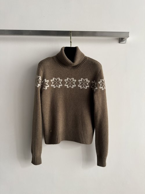 Yves Saint Laurent Soft and Warm High - Neck Knit Sweater with Retro Design