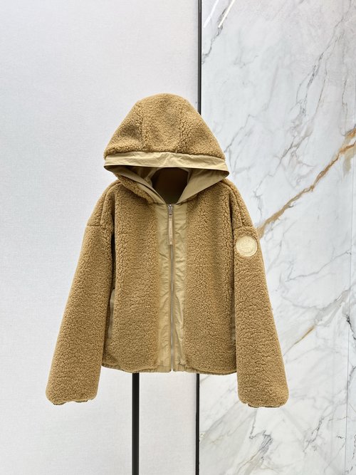 Canada Goose Reversible Teddy Bear Hooded Jacket, Windproof Nylon and Plush Lamb Wool, Three Color Options
