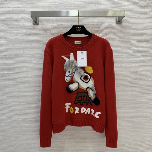 Celine Limited Series Knit Sweater with Pony Embroidery