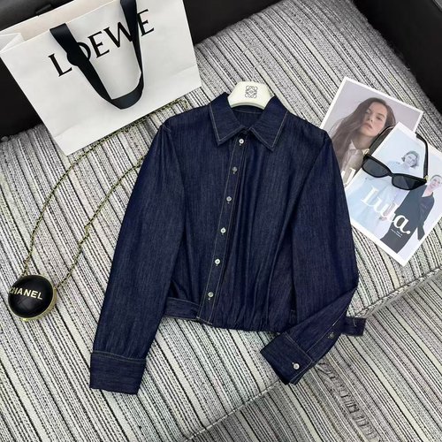 Loewe Stylish Button-down Denim Shirt with Back Embroidery