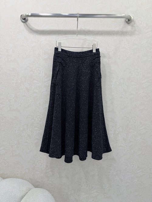 Chanel Elegant Wide Skirt with Double C Accent and Flattering Silhouette