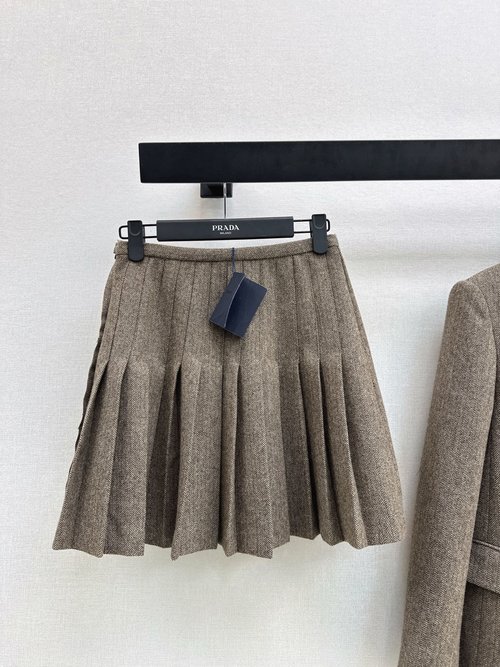 Prada Popular Sweet-Cool Suit: Loose Blazer and Pleated Skirt