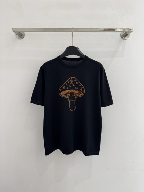 Louis Vuitton Mushroom Motif Round Neck Short Sleeve Tee