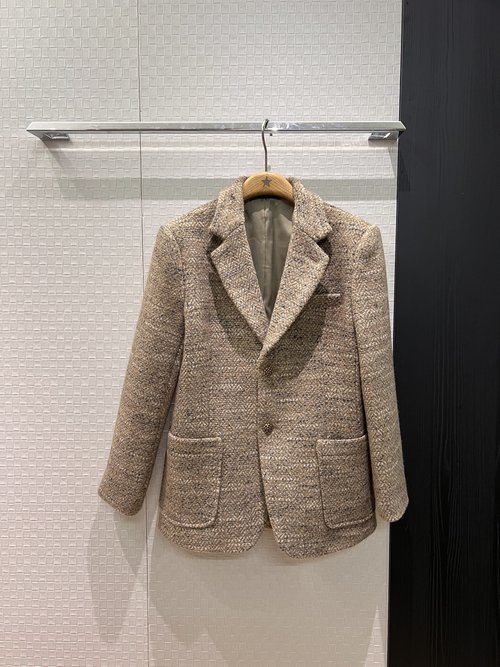 Loro Piana Flower Yarn Wool Suit Jacket with 3D Buttons