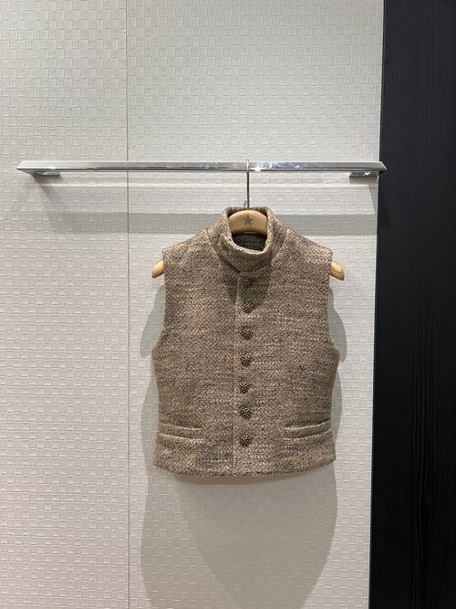 Loro Piana Lace-Up Wool Vest with Gold Buttons for Layering