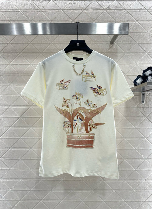 Louis Vuitton Round Neck Short - Sleeve with Logo Print