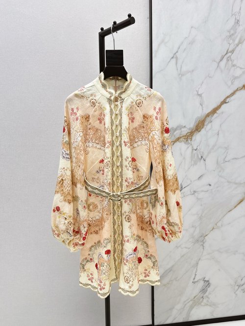 Zimmermann Elegant Printed Linen Dress for Vacation