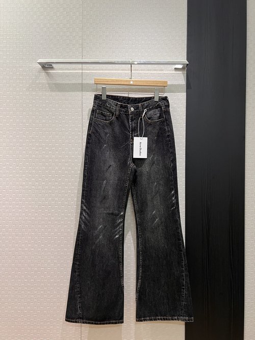 Acne Studios Acne Splash-Ink Washed Carbon Grey Flared Jeans, Leg-Slimming Effect