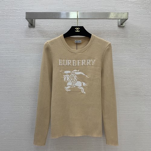 Burberry Khaki and Black Knit Top with Horse Pattern