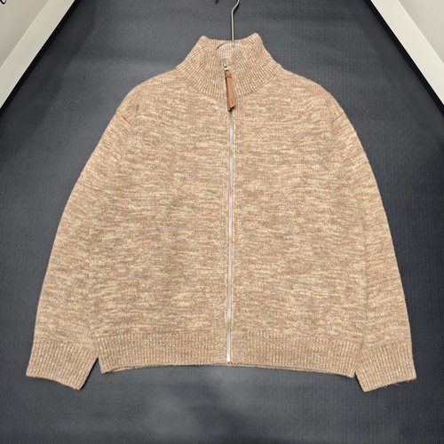 Loewe Stand Collar Zippered Long Sleeve Wool Cardigan