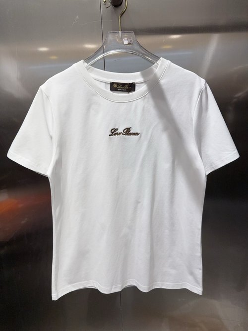 Loro Piana Short - Sleeve T - Shirt with Small Letter Embroidery Logo