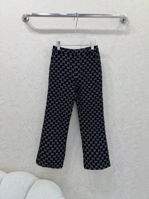 Gucci Chenille Jacquard Micro-flare Straight-leg Pants for Sophistication