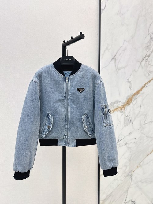 Prada Denim Cotton Jacket with Exquisite Workmanship and Slimming Effect