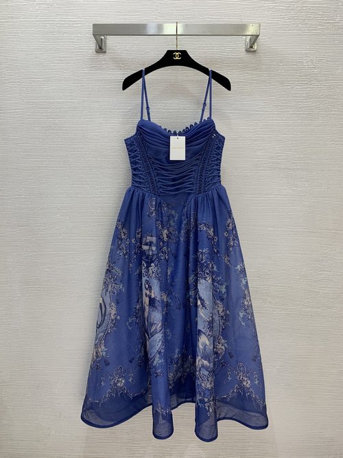 Zimmermann High-end Customized Mermaid Pattern Strappy Dress with Beads