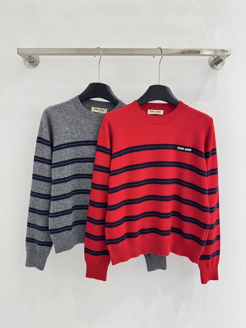 Miu Miu Classic Striped Knitted Pullover with Soft Fabric