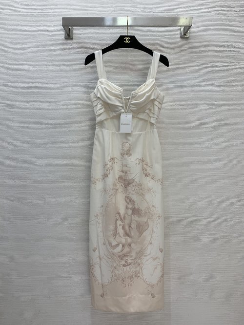 Zimmermann Mermaid Print V-neck Sleeveless Mid-length Bodycon Dress