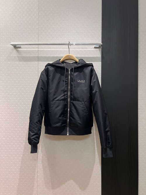 Prada Hooded Jacket with Silicone Logo, Light Casual Wear