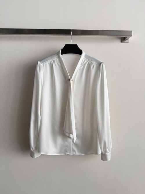 Loro Piana French V-Neck Shirt with Sash, Elegant & Breathable