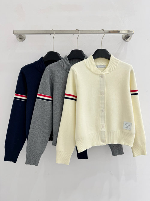 Thom Browne Round Neck Knit Shirt with Stripe and Label Embellishment