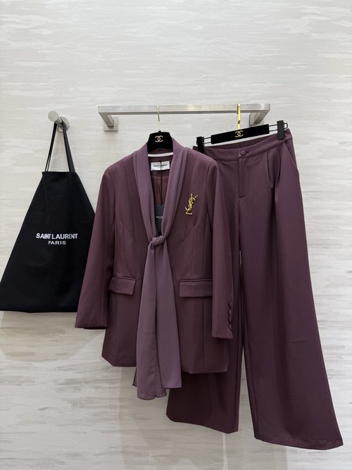 Yves Saint Laurent High-Quality Suit Set with Elastic-Waist Trousers