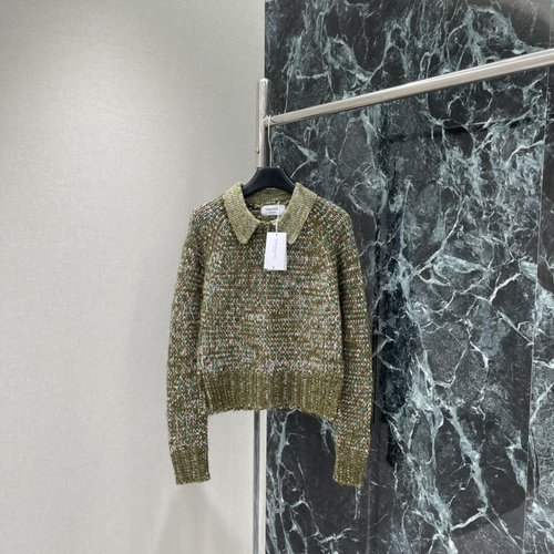 Thom Browne Retro Stylish Colorful Yarn Sweater with Turn-Down Collar