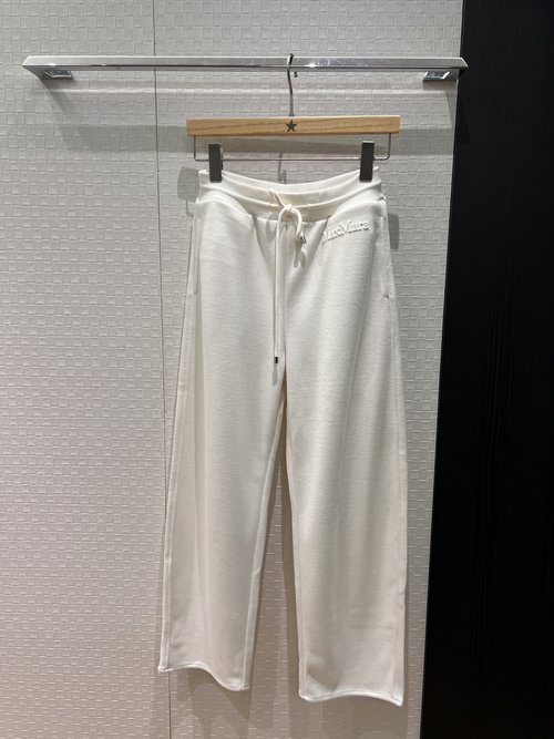 Max Mara Casual Drawstring Waist Wide-Leg Pants with 3D Logo