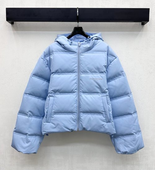 Alexander Wang Zippered Hooded Puffer Jacket with Premium Imported Nylon Fabric