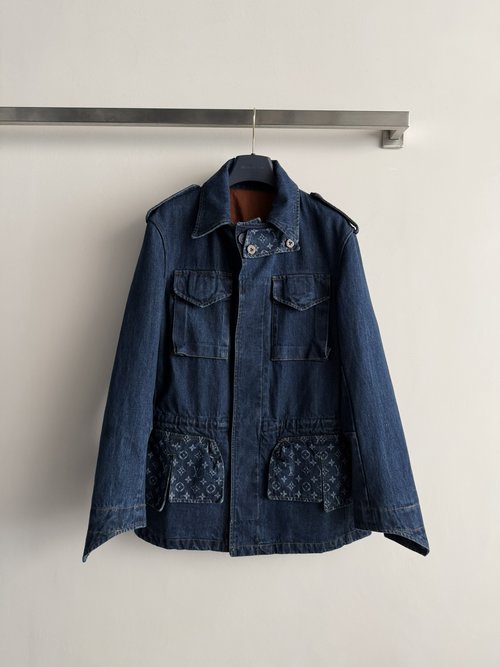 Louis Vuitton Monogram and Utility Details Original Color Denim Safari Jacket