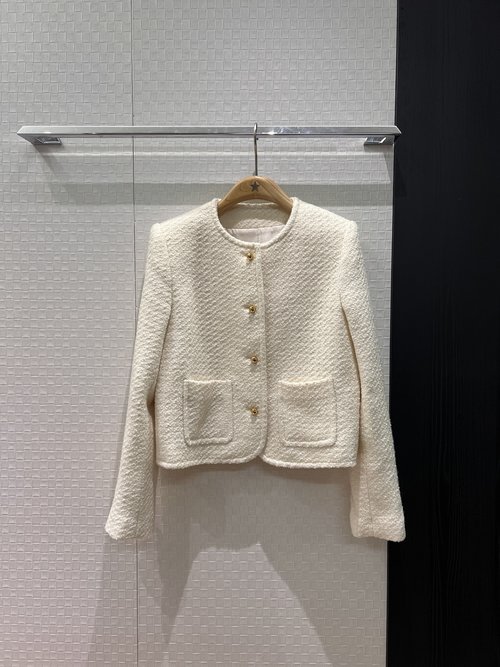 Celine Wool Tweed Jacket with Gold Buttons and Logo Lining
