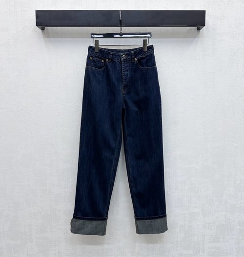 Miu Miu Logo Denim Jeans with Faded Wash and Hidden Button Adjustment