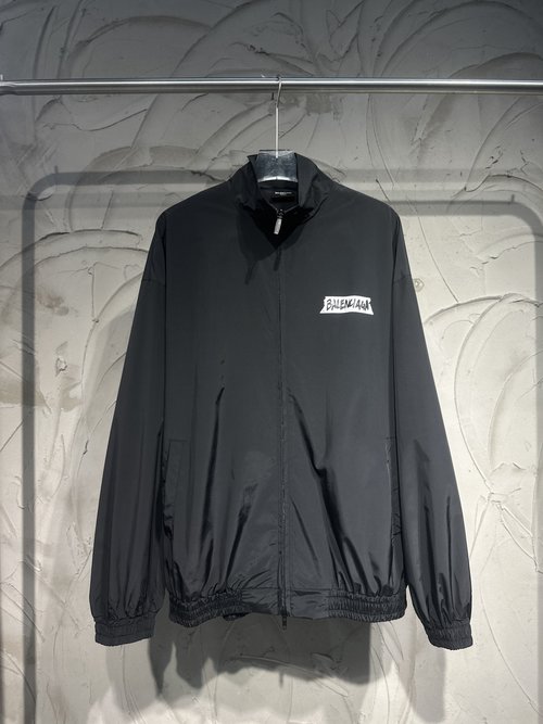 Balenciaga 7D Memory Fabric Windbreaker with 3D Printing and Distressed Details