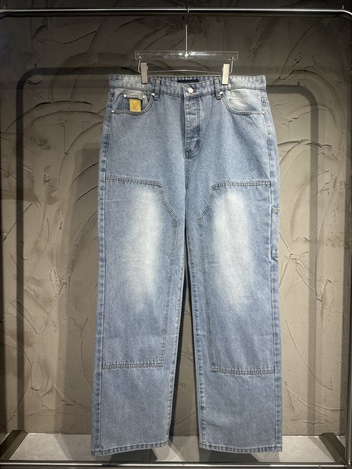 Louis Vuitton Embroidered Workwear Jeans with High - end Details