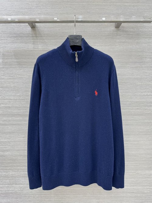Polo Ralph Lauren Academy Style Half-Zip Knight Embroidery Knit Top
